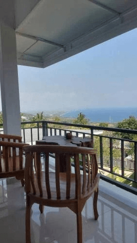 Balcony terrace with panoramic ocean view in Senggigi